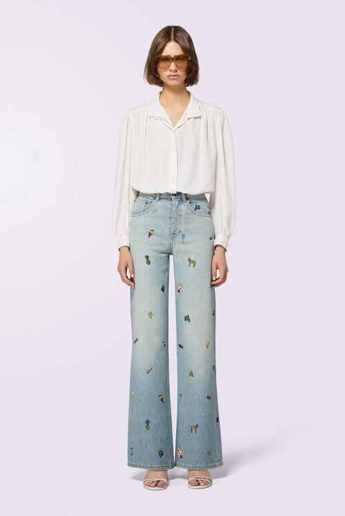 Toys Print Wide Leg Jeans Light Blue